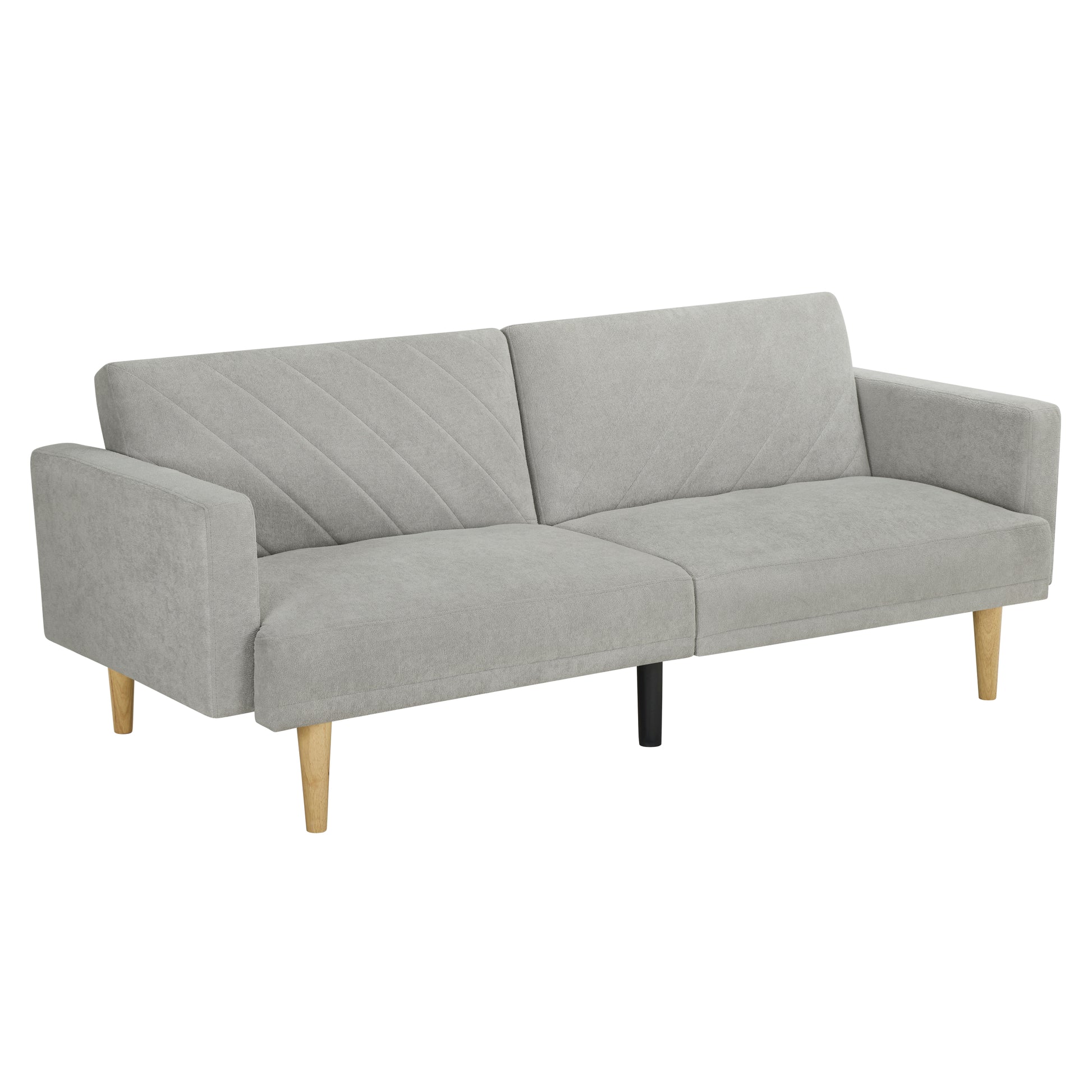 Multi Functional Futon Sofa Bed :Tapered Wood Legs Ideal For Small Living Rooms Multi Color Fabric Options Easily Converts To Single Bed,Grey Grey Velvet Wood Primary Living Space Medium Soft Mid Century Modern Square Arms Memory Foam Snowflake Velvet
