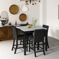 5 Piece Dining Table And Chair Set, Wooden Dining Table And Chair With 4 Chairs For Small Spaces, Modern Square Counter Height Dining Table, Compact Mid Century Modern Home Table And Chair Set, Uphols Black Gray Solid Wood Mdf