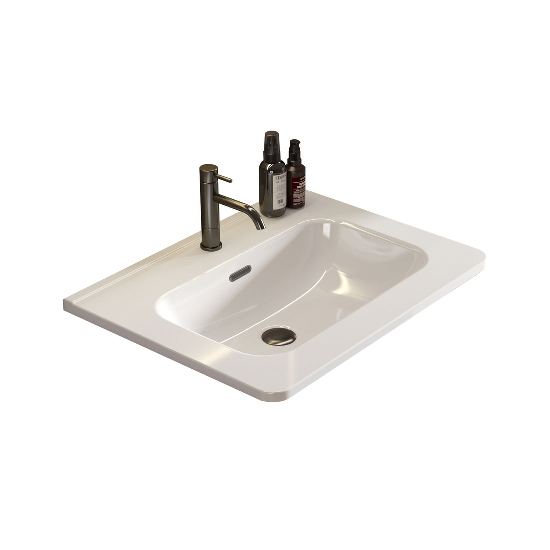 Bb0424Y301, Integrated Glossy White Ceramic Basin, Drain And Faucet Not Included Gloss White Ceramic