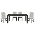 Antique Black Finish Modern Dining 5Pc Set Rectangular Table And 4 Upholstered Chairs Textured Gray Wooden Dining Room Furniture Wood Wood Antique Black Seats 4 Wood Dining Room 72 Inches 4 Leg Rectangular Dining Table With Chair Wood