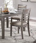Beautiful Gray Finish 5Pc Dining Set Table And 4 Side Chairs Set Fabric Upholstery Wooden Furniture Kitchen Dining Set Wood Wood Gray Seats 4 Wood Dining Room 48 Inches Transitional 4 Leg Rectangular Dining Table With Chair Wood