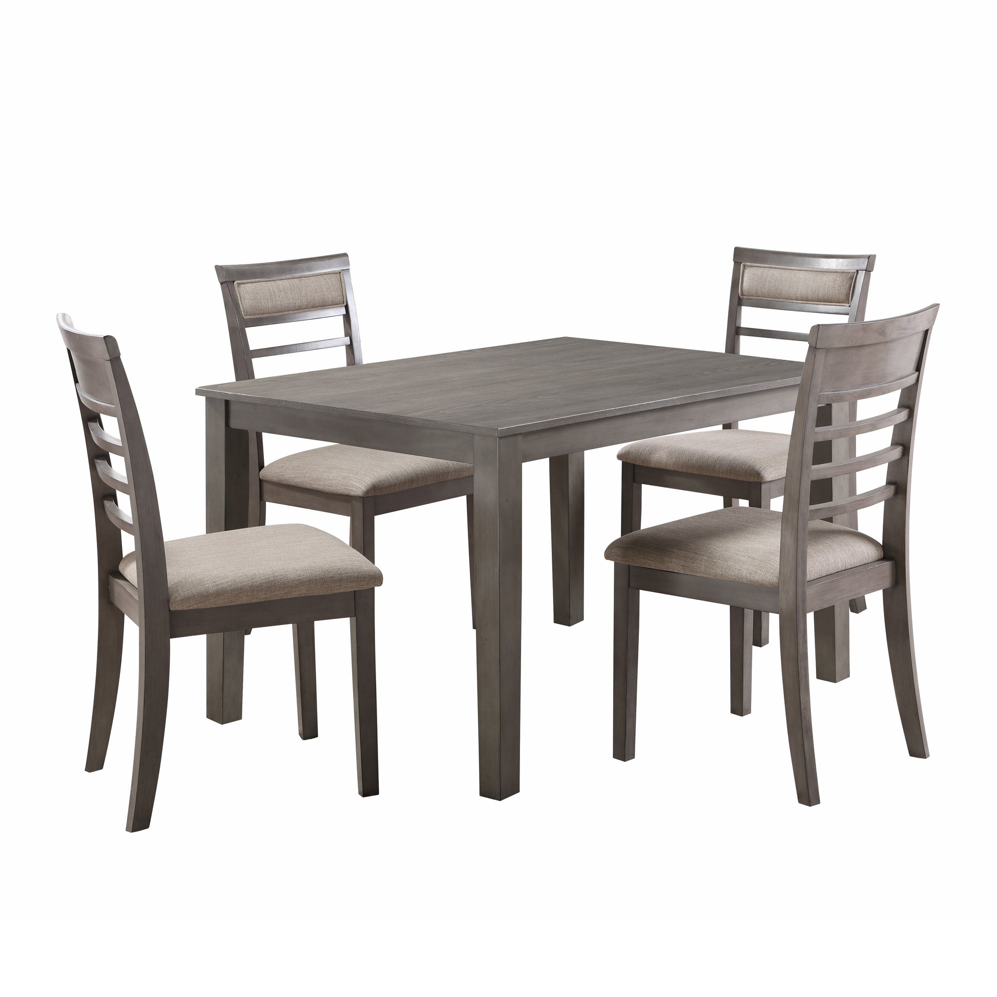 Beautiful Gray Finish 5Pc Dining Set Table And 4 Side Chairs Set Fabric Upholstery Wooden Furniture Kitchen Dining Set Wood Wood Gray Seats 4 Wood Dining Room 48 Inches Transitional 4 Leg Rectangular Dining Table With Chair Wood