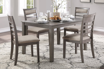 Beautiful Gray Finish 5Pc Dining Set Table And 4 Side Chairs Set Fabric Upholstery Wooden Furniture Kitchen Dining Set Wood Wood Gray Seats 4 Wood Dining Room 48 Inches Transitional 4 Leg Rectangular Dining Table With Chair Wood