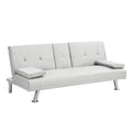 67 Inch White Leather Multifunctional Double Pullout Sofa Bed With Coffee Table White Leather 2 Seat