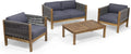 Laurel Outdoor 4 Seater Chat Set Seat & Coffee Table & Club Chair Teak Acacia Wood