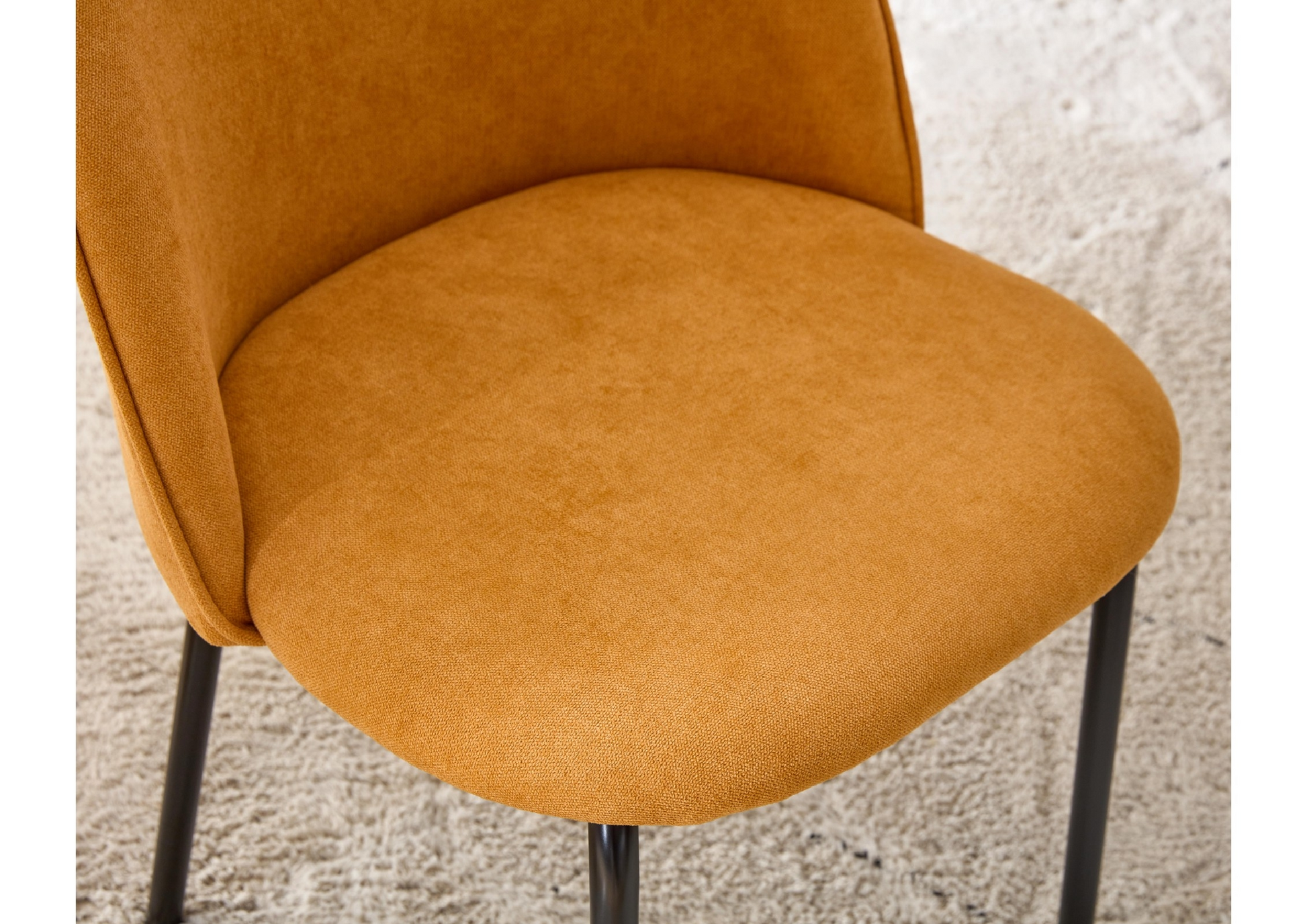 Orange Modern Chair Set Of 2 With Iron Tube Legs, Soft Cushions And Comfortable Backrest, Suitable For Dining Room, Living Room, Cafe,Hairball Back Orange Fabric