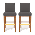 Set Of 2 30.25'' Contemporary Fabric Bar Stool, Dark Grey Dark Grey Fabric