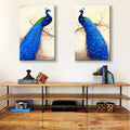 2 Panels Framed Elegant Blue Peacock Canvas Wall Art Decor,2 Pieces Mordern Canvas Decoration Painting For Office,Dining Room,Living Room, Bedroom Decor Ready To Hang Rectangle Framed Multicolor Oversized 41In Canvas Animals