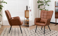 Bonded Leather Armchair, Modern Accent Chair High Back, Living Room Chairs With Metal Legs And Soft Padded, Sofa Chairs For Home Office,Bedroom,Dining Room Brown 1Pc Brown Bonded Leather