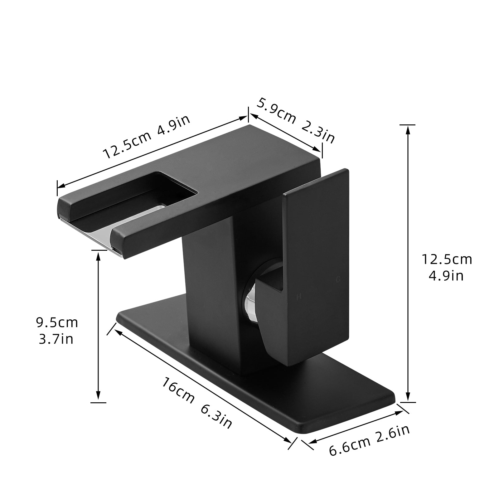 Bathroom Sink Faucet Led Light 3 Colors Changing Waterfall Glass Spout Hot Cold Water Mixer Single Handle One Hole Deck Mounted Bathroom Faucet Black Lavatory Vanity Basin Bath Plumbing Fixtures