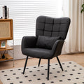 Leather Armchair, Modern Accent Chair High Back, Living Room Chairs With Metal Legs And Soft Padded, Sofa Chairs For Home Office,Bedroom,Dining Room Grey 1Pc Grey Bonded Leather