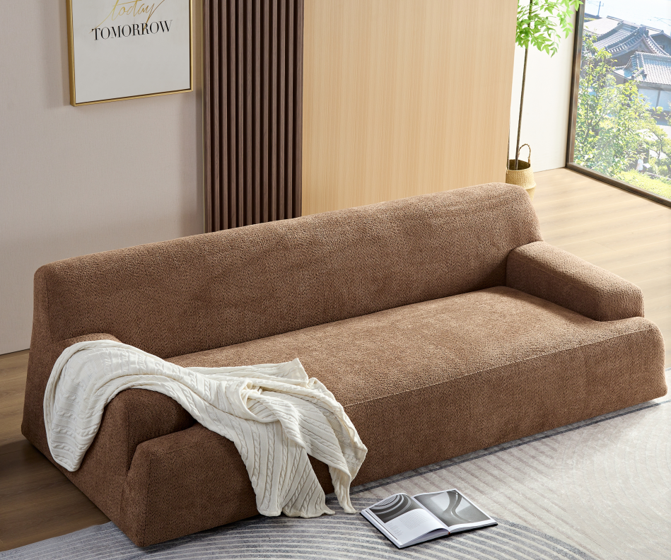 Wks9 Camel Sofa, Modern Simplicity, Durable Fabric, Solid Wood Frame, High Density Sponge Filler Camel Fabric 3 Seat