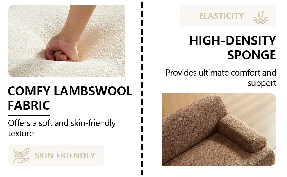 Wks9 Camel Sofa, Modern Simplicity, Durable Fabric, Solid Wood Frame, High Density Sponge Filler Camel Fabric 3 Seat