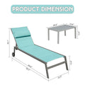 Outdoor Patio Chaise Lounge Set Of 3, Aluminum Pool Lounge Chairs With And Wheels, Textilene Padded Adjustable Recliner All Weather For Poolside, Beach, Yard, Balcony Lake Blue Lake Blue Aluminum