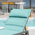 Outdoor Patio Chaise Lounge Set Of 3, Aluminum Pool Lounge Chairs With And Wheels, Textilene Padded Adjustable Recliner All Weather For Poolside, Beach, Yard, Balcony Lake Blue Lake Blue Aluminum