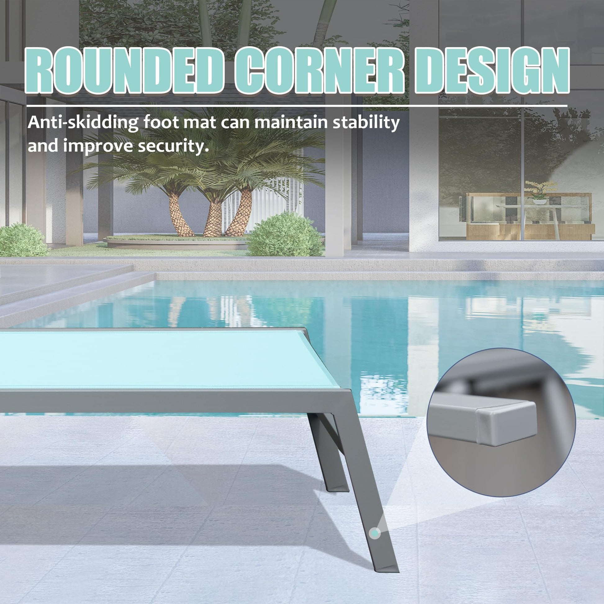 Patio Chaise Lounge Set Of 3, Aluminum Pool Lounge Chairs With Side Table, Outdoor Adjustable Recliner All Weather For Poolside, Beach, Yard, Balcony Lake Blue Lake Blue Aluminum