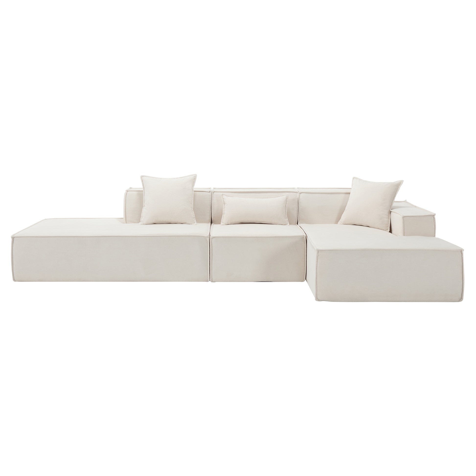 Modular Combination Living Room Sofa Set, Modern Minimalist Sofa, Free Installation Sofa, L Shaped, Italian Minimalist Tofu Block Sofa, Right Hand Facing,Terrycloth Fabric ,Beige Beige Polyester Primary Living Space Soft Modern Polyester 3 Seat