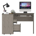 Raleigh L Shaped Desk, Two Drawers, One Shelf, Cpu Storage Light Gray Gray Computer Desk Office American Design Freestanding Pine Drawers Rectangular Pine Engineered Wood