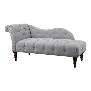 1Pc Modern Traditional Chaise Button Tufted Detail Dove Gray Upholstery Style Comfort Living Room Furniture Espresso Finish Legs Gray Primary Living Space Modern,Traditional Solid Wood