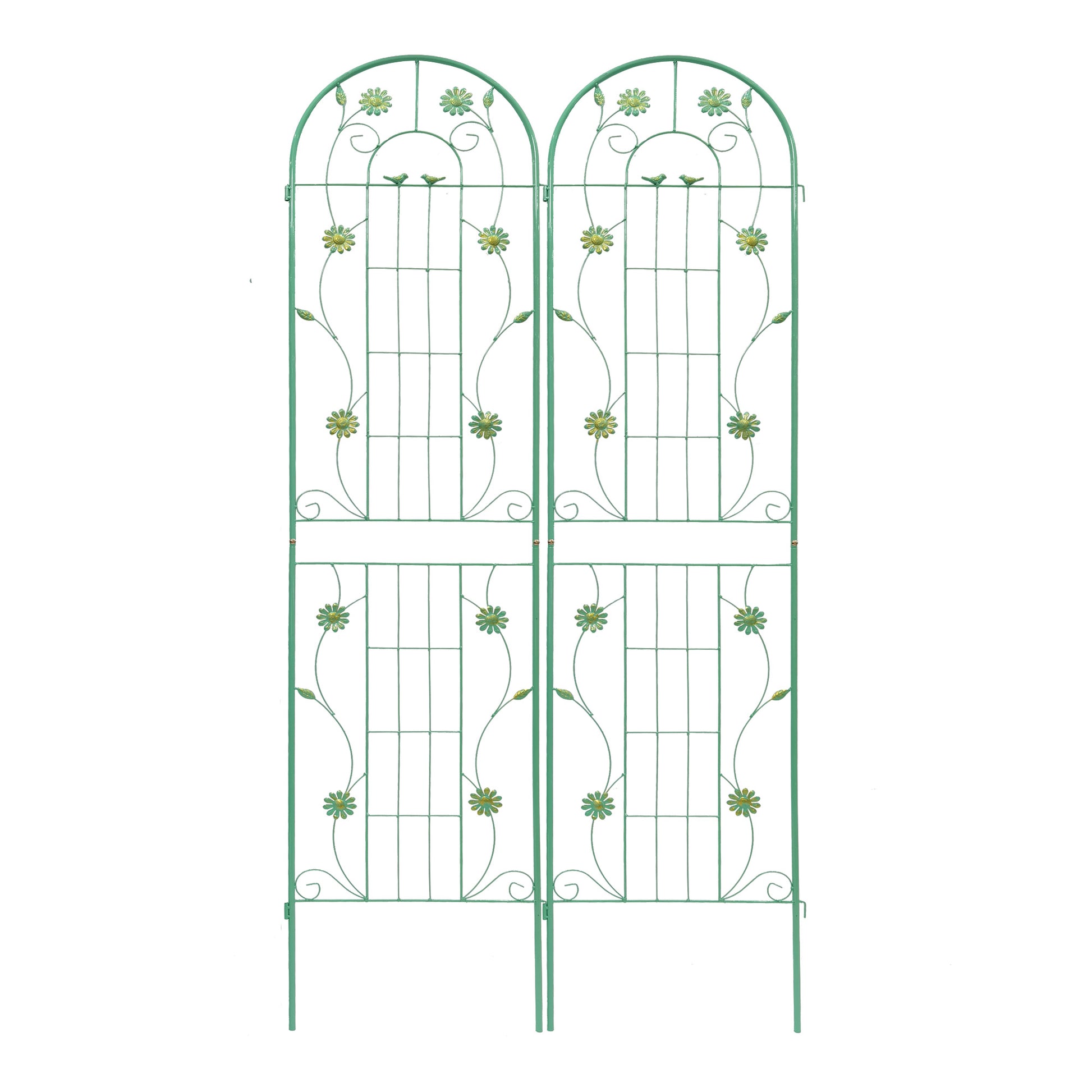 4 Pack Green Metal Garden Trellis For Climbing Plants Outdoor Rustproof Plant Support Rose Garden Fence Netting 86.7''H, T0052G 4 Green Iron
