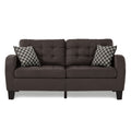Chocolate Brown Contemporary Sofa 1Pc Tufted Detail Textured Fabric Upholstered 2 Pillows Solid Wood Living Room Furniture Chocolate Wood Primary Living Space Contemporary Solid Wood