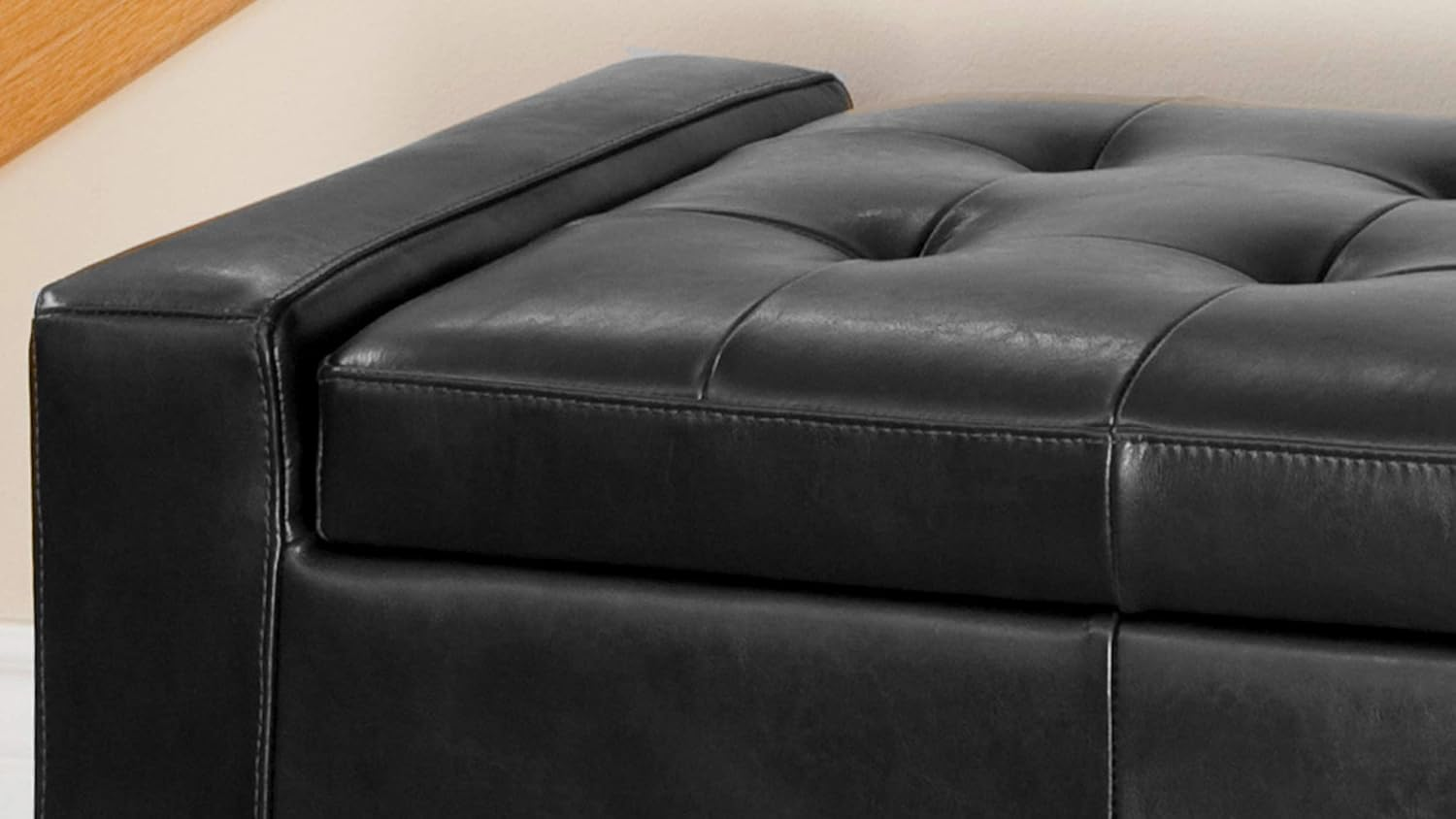 Guernsey Ottoman Black Leather