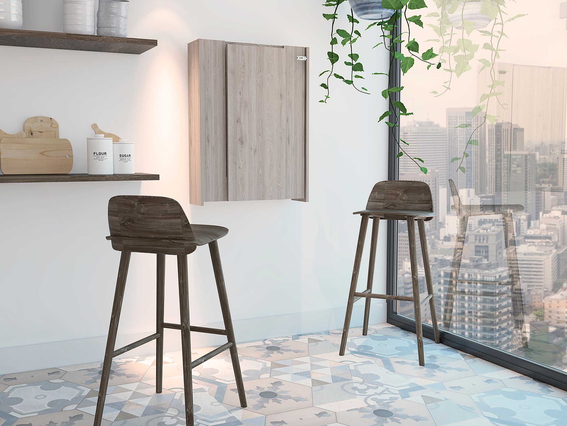 Dalton Foldable Table With Base And Shelves Light Gray Folding Primary Living Space Freestanding Pine Open Storage Kitchen & Dining Tables Pine Engineered Wood