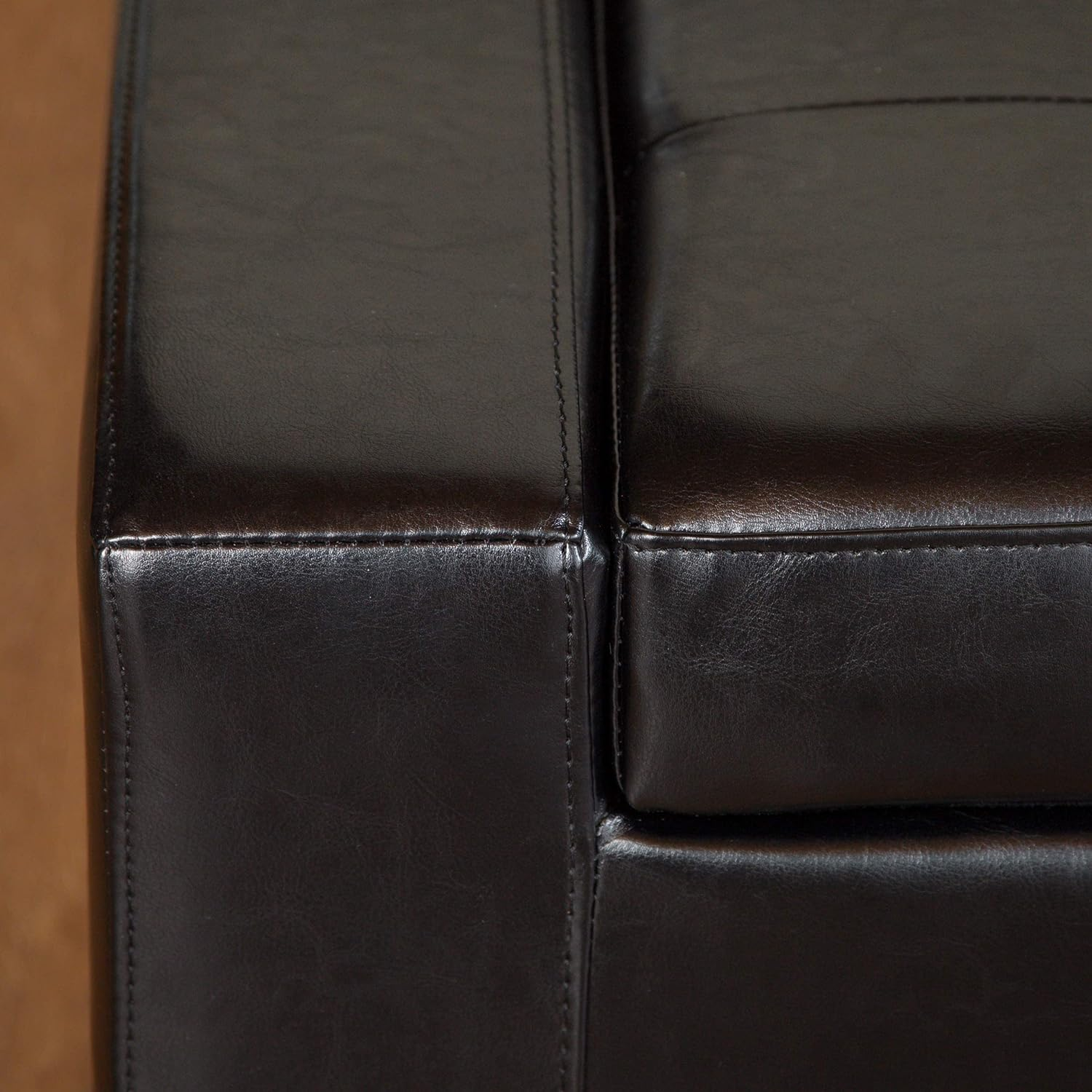Guernsey Ottoman Black Leather