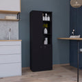 Konik 67 Inch High Storage Cabinet Kitchen Pantry With Three Doors And Three Exterior Shelves Black Kitchen Modern Mdf Shelves Included Engineered Wood