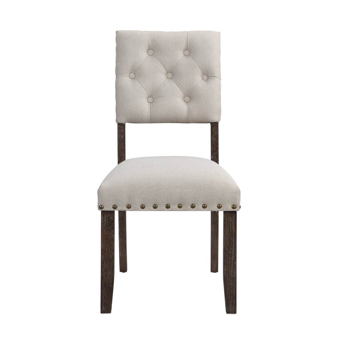 Modern Tufted Back Upholstered Fabric Dining Chair Set Of 2, Trim Chairs, Beige Colour Beige Brown Espresso Dining Room Foam Wipe Clean American Traditional Dining Chairs Tufted Back Set Of 2 Foam Wood Fabric