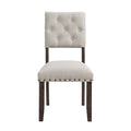Modern Tufted Back Upholstered Fabric Dining Chair Set Of 2, Trim Chairs, Beige Colour Beige Brown Espresso Dining Room Foam Wipe Clean American Traditional Dining Chairs Tufted Back Set Of 2 Foam Wood Fabric