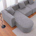 Modern L Shape Boucle Sofa With Curved Seat Facing Left Gray Modern Boucle