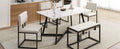 Modern Faux Marble 6 Piece Dining Table Set,60Inch Metal Kitchen Table Set With Upholstered Dining Chairs And Bench, Black Metal Dining Room Bench Seating Rectangular Dining Table With Chair And Bench Metal Wood Black Seats 6 60 Inches Farmhouse Trestle