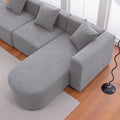 Modern L Shape Boucle Sofa With Curved Seat Facing Right Gray Modern Boucle