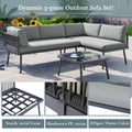Modern Outdoor 3 Piece Pe Rattan Sofa Set All Weather Patio Metal Sectional Furniture Set With Cushions And Glass Table For Backyard, Poolside, Garden, Gray,L Shaped Yes Sectional Gray Seats 4 Weather Resistant Frame Water Resistant Cushion Garden &