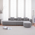 Modern L Shape Boucle Sofa With Curved Seat Facing Right Gray Modern Boucle