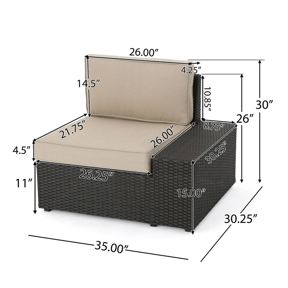 Santa Cruz Outdoor 8 Piece Sectional Set Yes Dark Brown Garden & Outdoor Sectional Seating Groups Pe Rattan Iron Waterproof Fabric