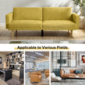Multi Functional Futon Sofa Bed :Tapered Wood Legs Ideal For Small Living Rooms Multi Color Fabric Options Easily Converts To Single Bed, Yellow Yellow Velvet Wood Primary Living Space Medium Soft Mid Century Modern Square Arms Memory Foam Snowflake