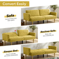 Multi Functional Futon Sofa Bed :Tapered Wood Legs Ideal For Small Living Rooms Multi Color Fabric Options Easily Converts To Single Bed, Yellow Yellow Velvet Wood Primary Living Space Medium Soft Mid Century Modern Square Arms Memory Foam Snowflake