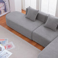 Modern L Shape Boucle Sofa With Curved Seat Facing Right Gray Modern Boucle