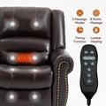 Power Lift Recliner Chair Heat Massage Dual Motor Infinite Position Up To 350 Lbs, Faux Leather, Heavy Duty Motion Mechanism With Usb Ports, Brown White Metal Primary Living Space Heavy Duty Pine Antique Brown Faux Leather Power Remote Medium Firm Pillow