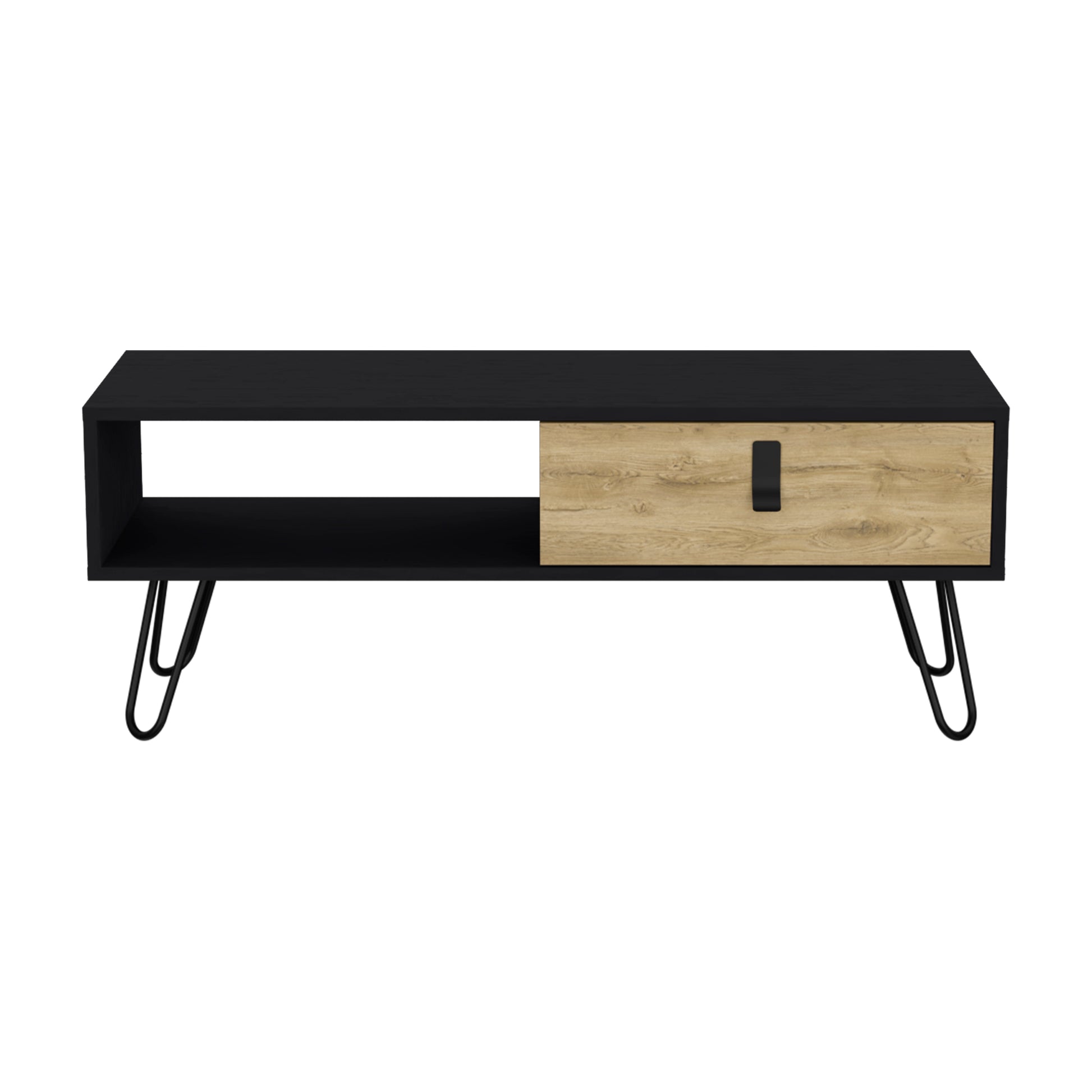 Huna Coffee Table With Hairpin Legs And Large Storage Drawer Multicolor Desk Top Primary Living Space Modern Manual Rectangular Shelves Coffee & End Tables Rectangular Mdf Engineered Wood
