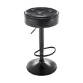 Round Storage Bar Stool Set Of 2, Black Faux Leather Height Adjustable Barstool, 360 Counter Height Swivel Stool, Armless Bar Chair With Metal Frame For Kitchen Counter Dining Living Room Black Set Of 2 Foam Pu Leather