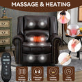 Power Lift Recliner Chair Heat Massage Dual Motor Infinite Position Up To 350 Lbs, Faux Leather, Heavy Duty Motion Mechanism With Usb Ports, Brown White Metal Primary Living Space Heavy Duty Pine Antique Brown Faux Leather Power Remote Medium Firm Pillow