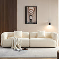 White Sectional Sofa, Durable Fabric, Solid Wood Frame, High Density Sponge Filler White Fabric 4 Seat