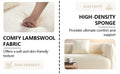 White Sectional Sofa, Durable Fabric, Solid Wood Frame, High Density Sponge Filler White Bathroom Medium Soft Fabric 3 Seat