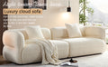 White Sectional Sofa, Durable Fabric, Solid Wood Frame, High Density Sponge Filler White Fabric 4 Seat
