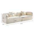 White Sectional Sofa, Durable Fabric, Solid Wood Frame, High Density Sponge Filler White Fabric 4 Seat