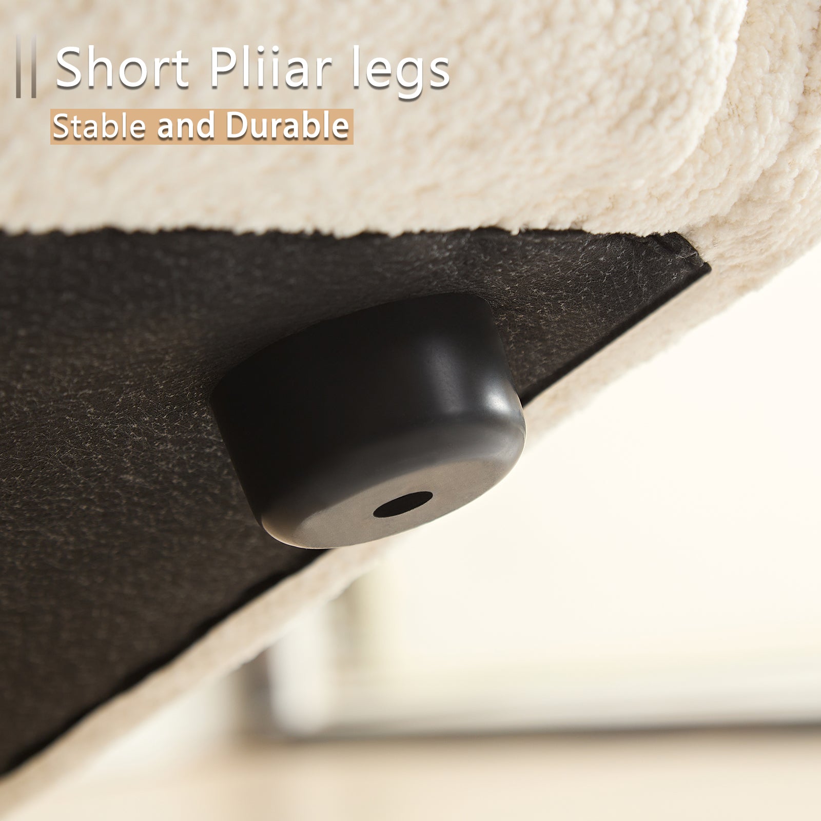 White Sectional Sofa, Durable Fabric, Solid Wood Frame, High Density Sponge Filler White Fabric 4 Seat