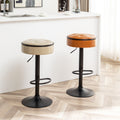 Round Storage Bar Stool Set Of 2, Brown Faux Leather Height Adjustable Barstool, 360 Counter Height Swivel Stool, Armless Bar Chair With Metal Frame For Kitchen Counter Dining Living Room Brown Set Of 2 Foam Pu Leather
